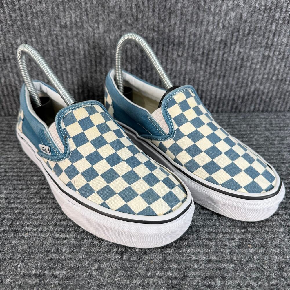 Vans Classic Slip-On Women’s 6.5 Blue White Checkerboard Skate Shoes 500714